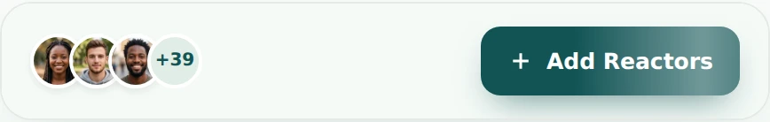 A reactor strip on a LinkedIn post with an Add Reactors button.